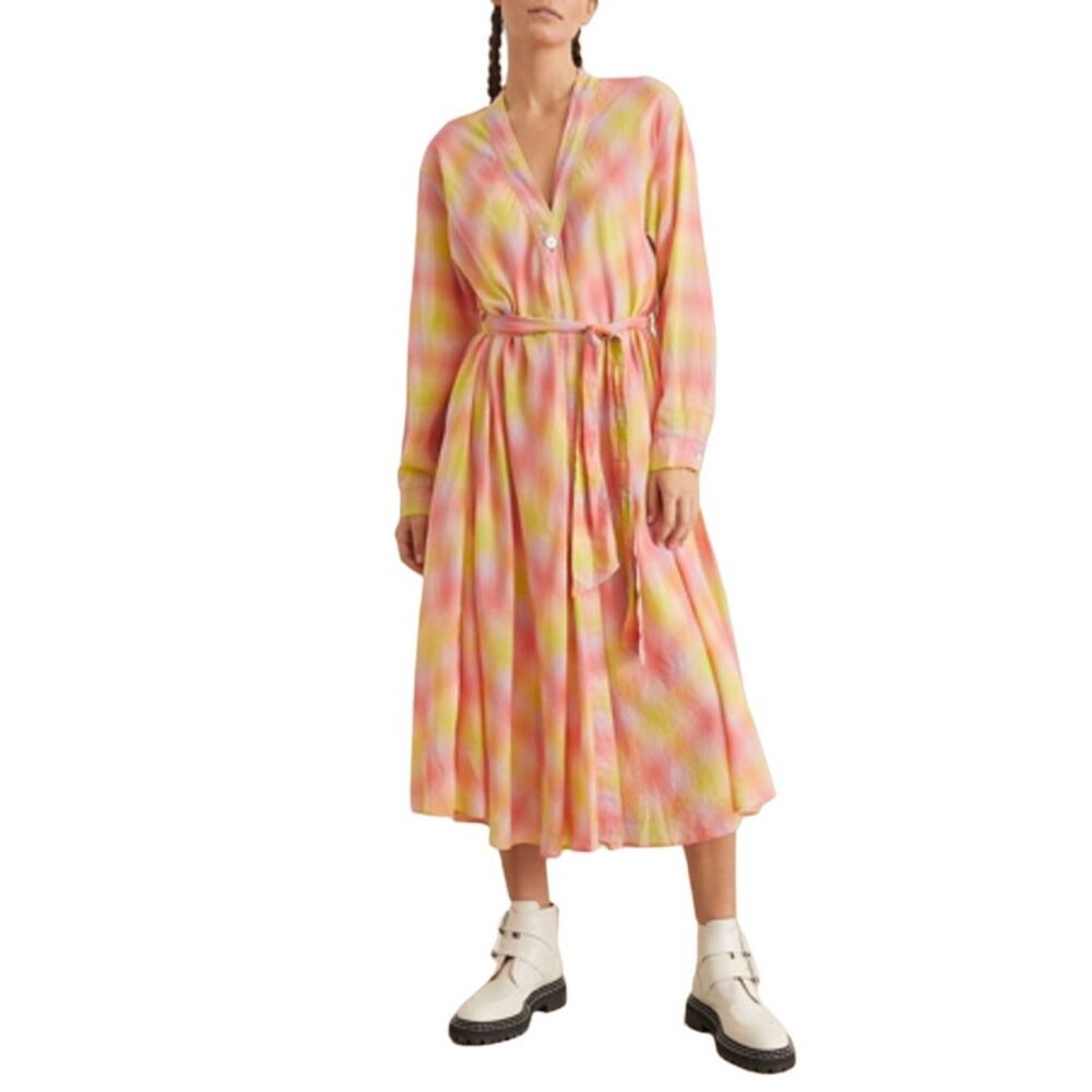 Forte Forte Tie-waist Check Patterned Shirt Dress In Multi